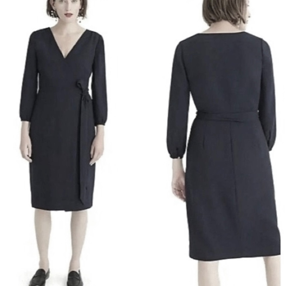 NWT J. Crew black long sleeve wrap dress ties at side Womens Sz 6 $138